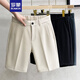 羅蒙（ROMON）冰絲肌理男士時(shí)尚西裝褲短褲韓版休閑五分中褲潮流夏季薄款小西褲 杏色 33 140-150斤