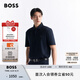 BOSS【七夕節(jié)禮物】【絲光棉】男士雙重交織字母絲光棉短袖Polo衫 404-深藍(lán)色 L