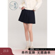 紫涵（ZIHAN）紫涵高腰短款半身a字裙女2024冬季新款簡(jiǎn)約純色百褶學(xué)院風(fēng)裙子 黑藏青 S