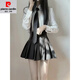 皮爾卡丹（pierre cardin）春裝搭配一整套御姐氣質(zhì)感學(xué)院風(fēng)JK襯衫上衣百褶裙兩件套裝女 襯衫配領(lǐng)結(jié)+黑色短裙【收腰顯瘦 M