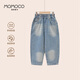 瑪米瑪卡（MOMOCO）男童牛仔長(cháng)褲春秋款潮流時(shí)尚牛仔褲 牛仔藍 110