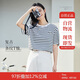茵曼百搭通勤女裝條紋圓領(lǐng)短袖t恤春夏季休閑寬松顯瘦上衣 藍(lán)白條 M