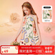 ASK JUNIOR女童連衣裙夏中大童童趣涂鴉滿印休閑吊帶公主裙 花色 140 