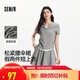 森馬（Semir）套裝女短款假兩件上衣松緊腰傘裙2025夏季時(shí)尚兩件套107425117002