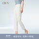 OVV2023春夏新款女裝三醋酸經(jīng)典基礎(chǔ)通勤九分小腳休閑褲 米白（凈色）01 L