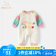 班喜迪嬰兒衣服秋裝嬰幼兒連體衣洋氣女寶寶衛(wèi)衣爬服春秋季超萌外出哈衣 米色 90cm