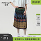 幻走（MOVEUP）春夏季新款.FUN系列松緊腰壓褶油畫(huà)抽象藝術(shù)設(shè)計(jì)感顯瘦半身裙女 混彩黑 L