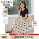 熙世界sllsky假兩件波點(diǎn)連衣裙2025夏季新款流行氣質(zhì)短袖圓領(lǐng)拼接裙子 杏底黑色波點(diǎn) XL