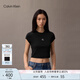 Calvin KleinJeans25春夏女士簡約刺繡時尚ck辣妹正肩羅紋短袖T恤47AB212