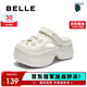 百麗厚底洞洞鞋女24夏外穿拖鞋B2577BH4 米色 36