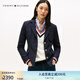 TOMMY HILFIGER25新款秋冬女裝商務休閑學院徽章刺繡翻領修身西裝外套46660 藏青色C1G XS 32