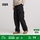 森馬（Semir）褲男冬季酷機(jī)能風(fēng)工裝褲時(shí)尚寬松直筒褲子抽繩長褲 黑色90001 165/70A/S