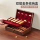艾木楓靚胡桃木高檔放金條專(zhuān)用收納盒子10克20g50g100g通用黃金儲存收納箱 絨布金條收納盒雙層 24*16.3*6cm