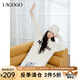 lagogo連帽元?dú)鈱捤勺帜高B衣裙女拉谷谷2024年冬新款針織中長(zhǎng)裙 米白色 L