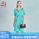 天意春夏新品商場同款民族風(fēng)原創(chuàng)純棉V領(lǐng)印花連衣裙 5027 M
