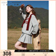 三彩大碼女裝2025春季新款Miu系學(xué)院風(fēng)衛(wèi)衣百褶裙兩件套短裙胖MM 巖灰 M
