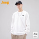 吉普（JEEP）美國正品重磅純棉長(cháng)袖t恤男士夏季薄款純色打底衫寬松休閑上衣服 白色 【官方正品】 XL 推薦135-150斤