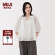 無印良品（MUJI）女式 強(qiáng)捻短袖罩衫 t恤上衣打底衫女款內(nèi)搭女裝25年夏季 BC2LLC5S 米白色 M (160/84A)