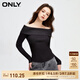 ONLY設(shè)計(jì)感休閑百搭翻領(lǐng)雙色螺紋針織衫女|123413069 H1Z 黑色 M 165/84A