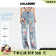 LALABOBO[防曬防紫外線(xiàn)]趣味闊腿褲女2025夏新款寬松百搭長(cháng)褲LBEB-WXZC22 藍色 輕薄 L