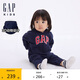 GAP嬰兒初秋款彩logo小熊耳朵連帽連體衣兒童裝爬服644733