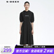 S.DEER圣迪奧女裝夏款抽繩連帽撞色字母不規(guī)則連衣裙S222Z1217 黑色/91 S/160