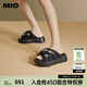 MIO【樂(lè)夢(mèng)之旅】米奧夏季高跟拖鞋鉆飾波浪毛毛拖一字拖女 黑/白色 38