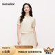 珂萊蒂爾2025年夏季新款優(yōu)雅米色蕾絲小衫女短袖氣質(zhì)設(shè)計感上衣 淡橙黃 M