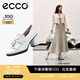 愛步（ECCO）高跟鞋女 優(yōu)雅流蘇深口牛皮粗跟正裝單鞋女  雕塑奢華222663 亮白色22266301002 37