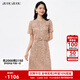 BUOUBUOU金牡丹2025春夏新品優(yōu)雅高腰假兩件浮雕蕾絲刺繡連衣裙女 淺咖C75 2XL