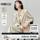 尚都比拉2025年春秋職業(yè)面試氣質(zhì)西裝女簡(jiǎn)約休閑高級(jí)感小西服 米杏色 L