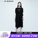 S.DEER圣迪奧夏季時(shí)尚百搭女裝設(shè)計(jì)感拼接短袖連衣裙S20281233 黑色/91 S 160