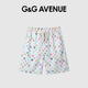 G&G AVENUE 1992法國G&G AVENUE輕奢潮牌夏季黑白三彩休閑五分褲男女同款老花短褲 白色/White M 120-140斤