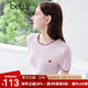 百圖betu女裝2025夏季新款毛針織衫撞色邊愛(ài)心刺繡短袖上衣女2505X07 粉紅 M