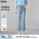 MsShe【面膜微喇牛仔褲】大碼女裝2025春夏季胖mm顯瘦直筒七分褲子 牛仔淺藍(lán)色現(xiàn)貨 2XL