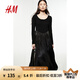 H&M女裝連衣裙2025年夏季新款燈籠裙擺禮服裙1270121 黑色 165/96 M