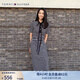 TOMMY HILFIGER【顯瘦百搭】夏季女休閑條紋收腰開叉POLO長裙連衣裙02497 黑白條紋0AY M