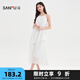 三福連衣裙2025夏季設(shè)計(jì)感掛脖寬松不規(guī)則下擺裙子女裝502153 米白色 S