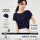 尚都比拉拼接短袖雪紡衫女顯瘦遮肚子上衣夏季女裝薄款休閑T恤 藏藍色 L