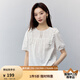 茵曼（INMAN）純棉氣質(zhì)風(fēng)琴褶花邊白襯衣女2025夏季繡花時(shí)尚千金風(fēng)短袖襯衫 米白 M