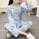 月子服夏季長(cháng)袖薄款產(chǎn)后春秋月子睡衣產(chǎn)婦哺乳衣懷孕期喂奶家居服 （有調節帶）和服三朵花 M