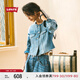 Levi's李維斯女士法式元?dú)鈺r(shí)尚潮流休閑簡(jiǎn)約圓領(lǐng)短款藍(lán)色牛仔外套 淺藍(lán)色 S