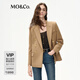 MO&Co.含羊毛復(fù)古戧駁領(lǐng)墊肩廓形金扣西裝外套 淺駝色 S 160