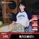 Champion【王俊凱同款】冠軍短袖插肩袖情侶款25夏季新款復(fù)古純棉T恤 灰色藍(lán)色拼接 M
