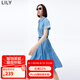 LILY【高品質(zhì)天絲牛仔】夏新款女裝萊賽爾天絲防曬牛仔連衣裙 419牛仔藍(lán) M