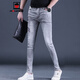 AEMAPE高端煙灰色牛仔褲男2025韓版潮流刺繡彈力修身小腳褲時(shí)尚百搭褲子 灰色 31