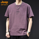 JEEP SPIRIT美式復(fù)古潮牌短袖t恤男士夏季2025新款大碼高端重磅上衣半袖體恤 6810醬紫色 XL