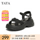 他她（TATA）涼鞋女鞋2025夏季新款休閑厚底法式氣質(zhì)時裝涼鞋女 黑色 36