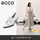 愛步（ECCO）高跟鞋女 優(yōu)雅流蘇深口牛皮粗跟正裝單鞋女  雕塑奢華222663 亮白色22266301002 37