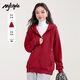 MJ STYLE連帽衛衣外套開(kāi)衫女2025年秋季女裝新款純色簡(jiǎn)約休閑寬松百搭上衣